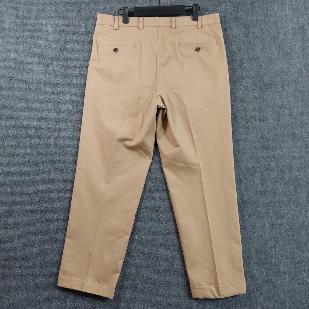 Brooks Brothers Advantage Chino Elliot Men 35x29 Tan Pleated Cuffed Pants - Picture 3 of 10